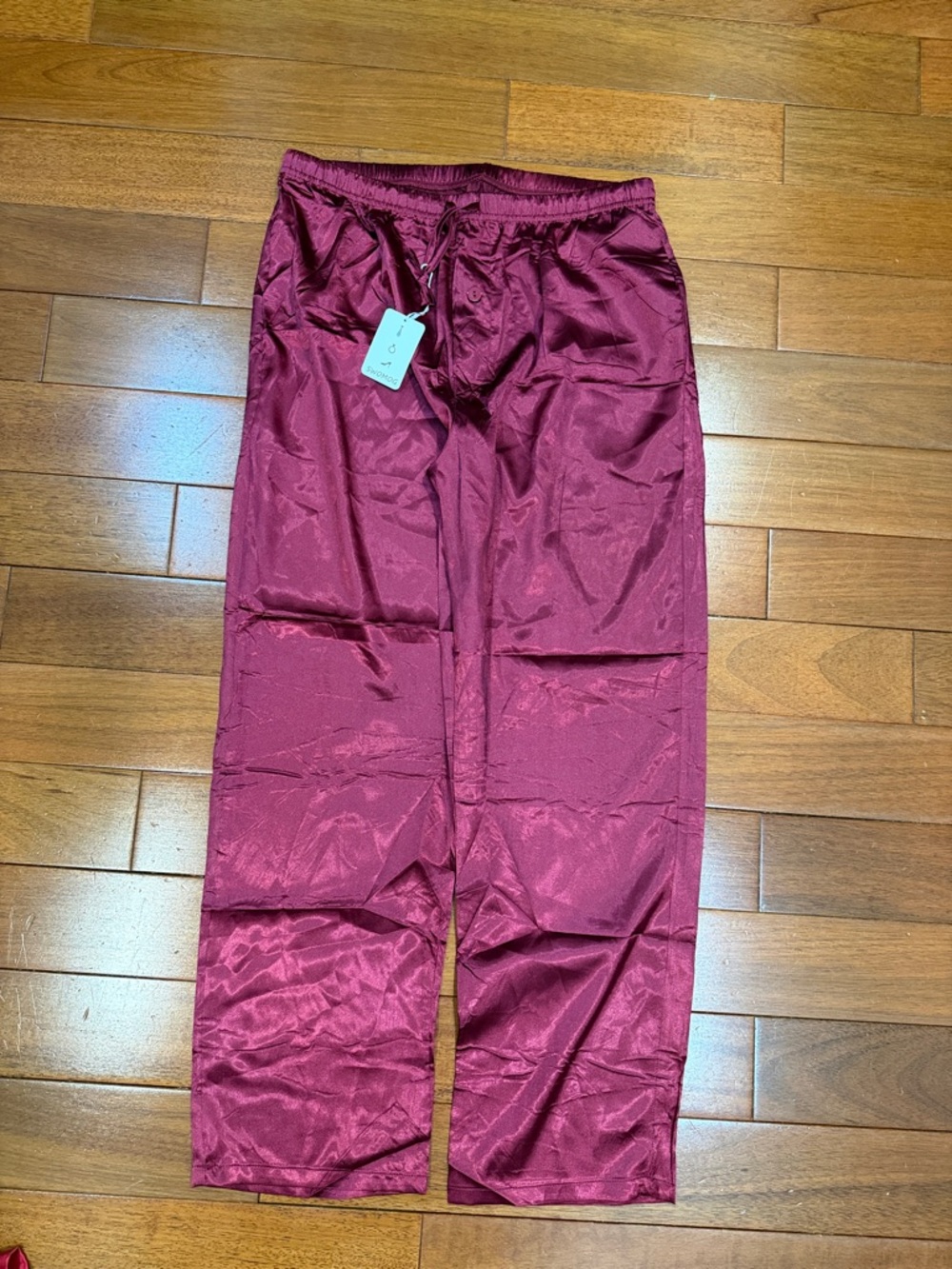 Women's Satin Pajama Pants in Burgundy